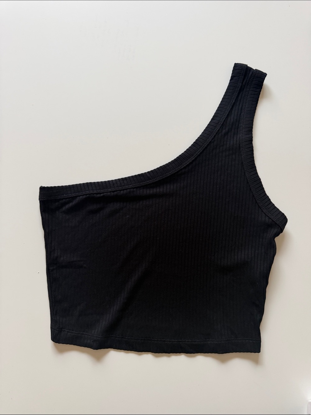 ASOS Black One-Shoulder Ribbed Crop